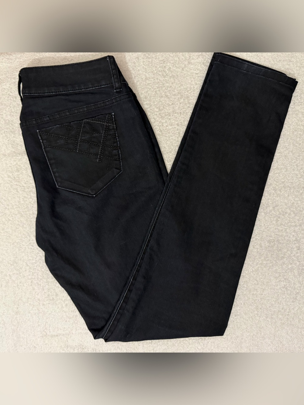 Elle Black Washed Super Skinny Denim Jeans Low-Rise Stretch Edgy Goth Grunge Y2K